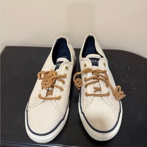 Sperry Womens Top-Sider Seacoast Leather & Canvas Sneakers